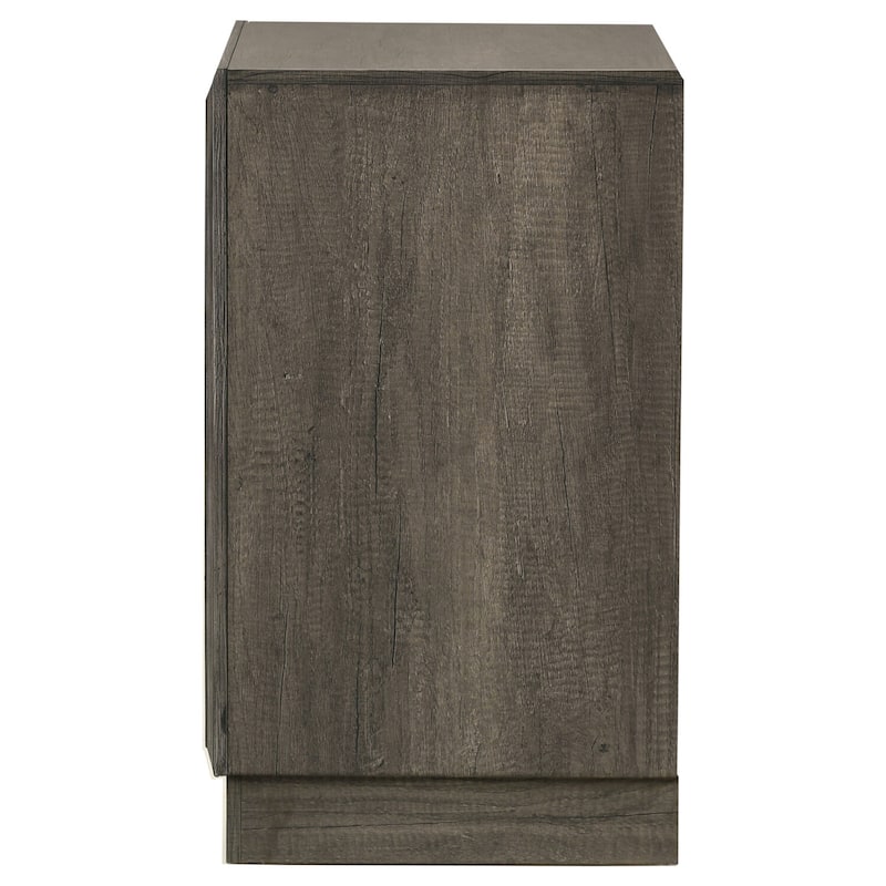 Grey Oak 2-Drawer Nightstand with Glitter Frame Strips, Shimmering Pulls, Felt Lined Top Drawer Storage
