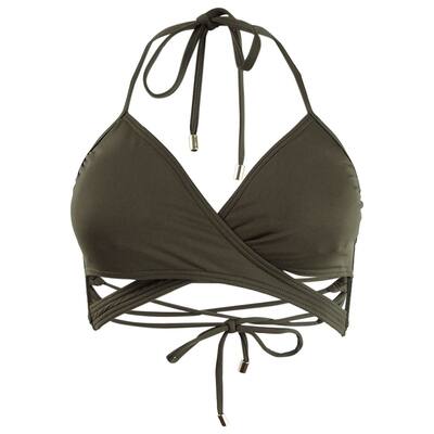 Vince Camuto Women's Wrap Bikini Swim Top Separates Swimsuit (M, Dark Fatigue)