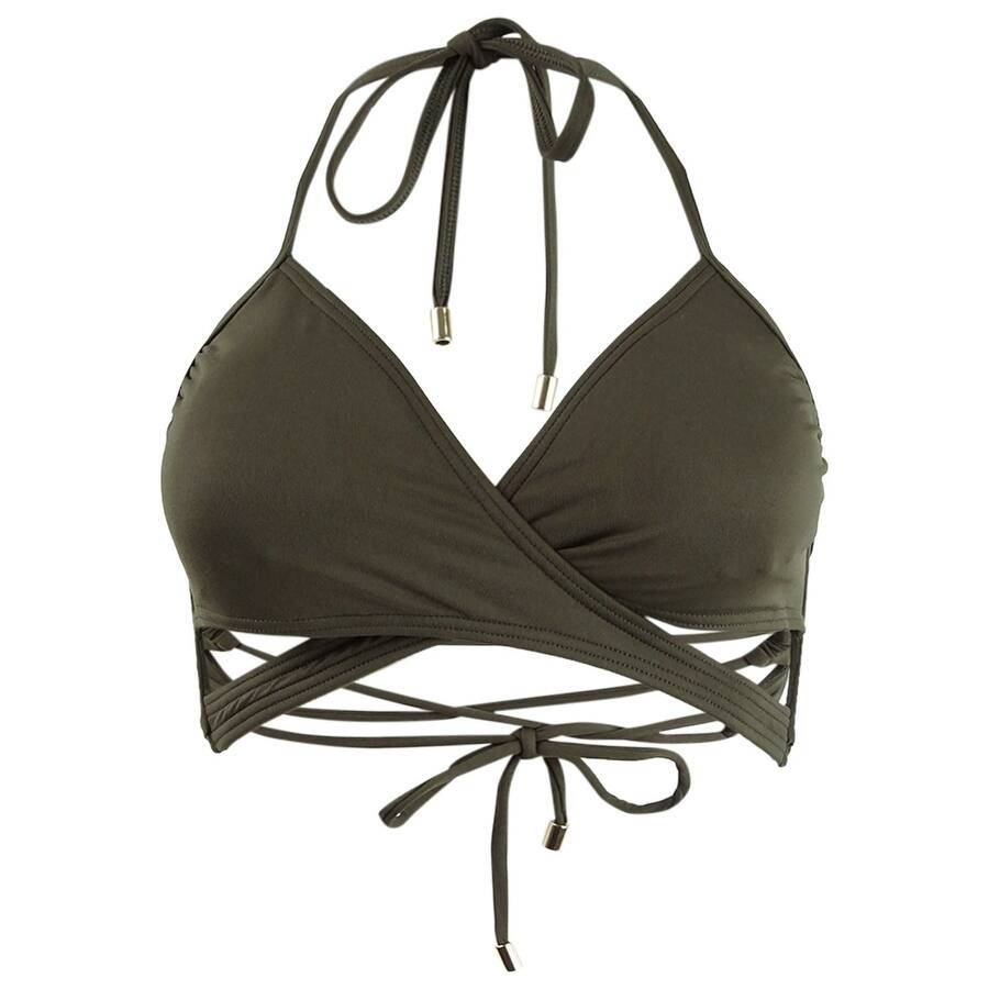 Vince Camuto Women's Wrap Bikini Swim Top Separates Swimsuit (M, Dark Fatigue)