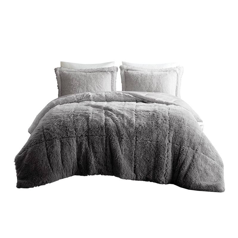 King Cal King Shaggy Long Fur Comforter Mini Set