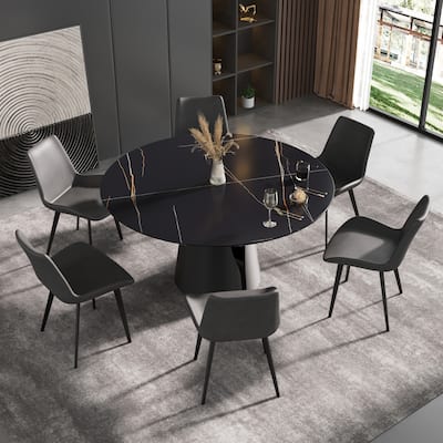 59" Round Dining Table Modern Kitchen Slate Table Marble Dining Table