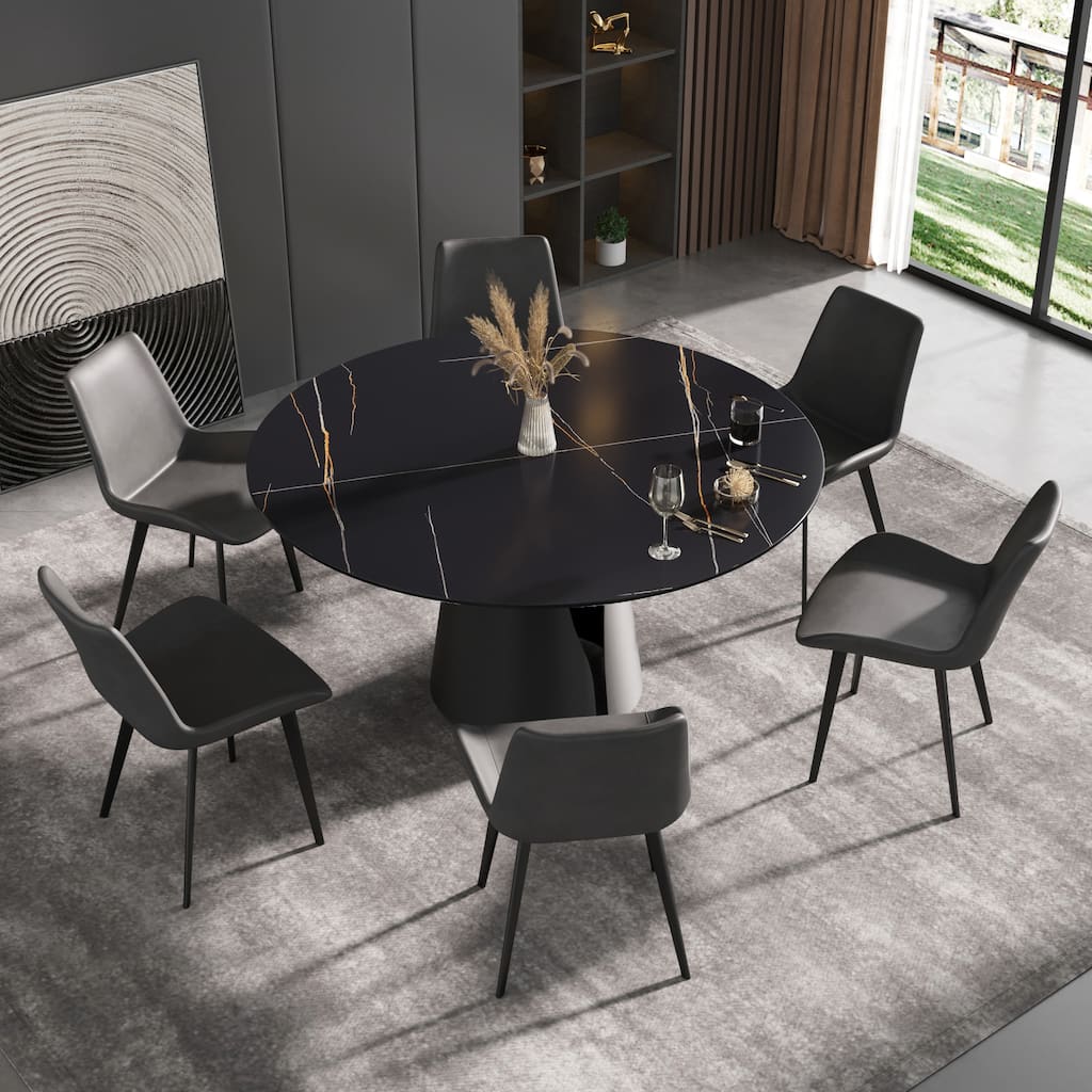 59" Round Dining Table Modern Kitchen Slate Table Marble Dining Table