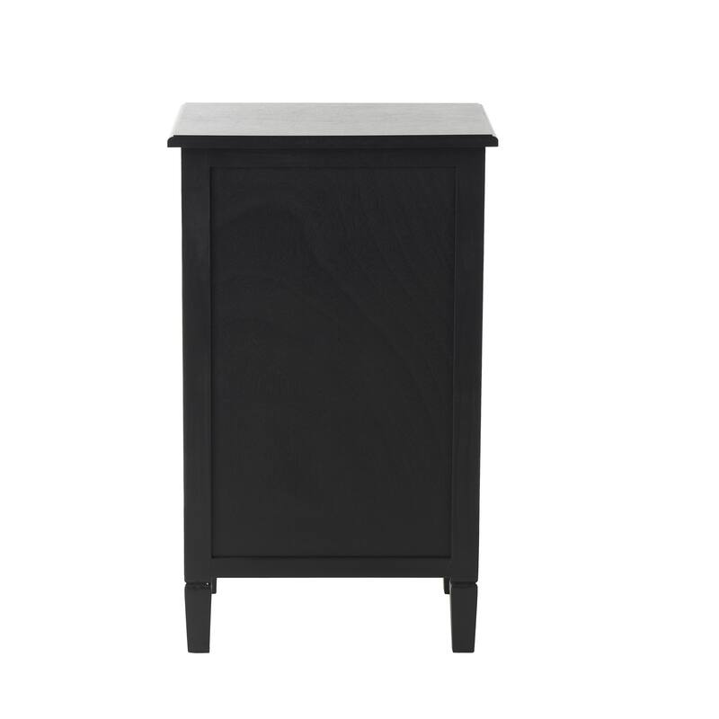 Wood Handmade 1 Door and 1 Drawer Cabinet with Rattan Front - Black - Roche River Decor
