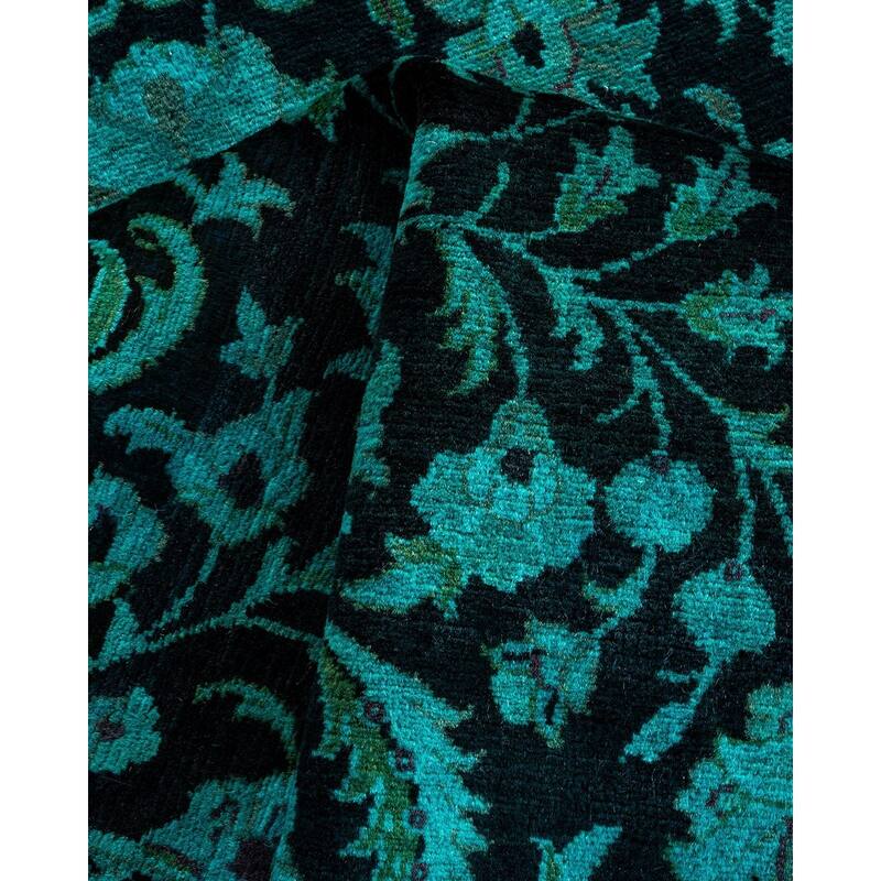 Overton Hand Knotted Wool Vintage Inspired Modern Contemporary Overdyed Black Area Rug - 3' 10" x 6' 5"