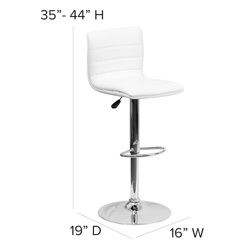Modern Vinyl Channel Tufted Adjustable Height Barstool (Set of 2) - 16"W x 19"D x 35" - 44"H - 16"W x 19"D x 35" - 44"H