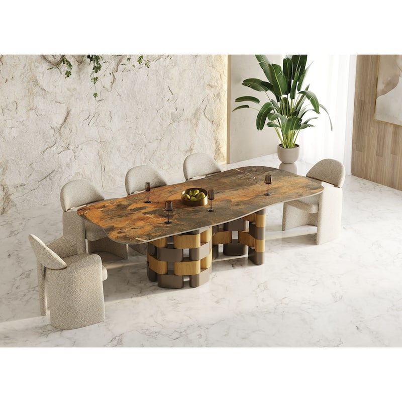 Modrest Ashley Modern Beige Fabric & Brushed Brass Dining Chair