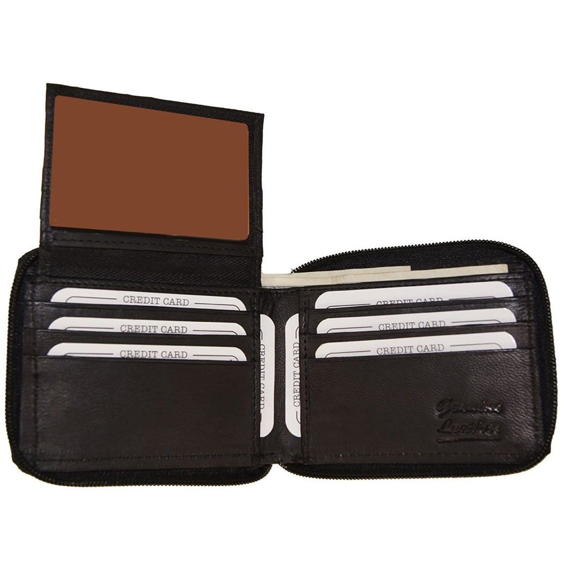 Marshal Leather Mens Wallet Bifold Money Clip Black credit card Organza Bag