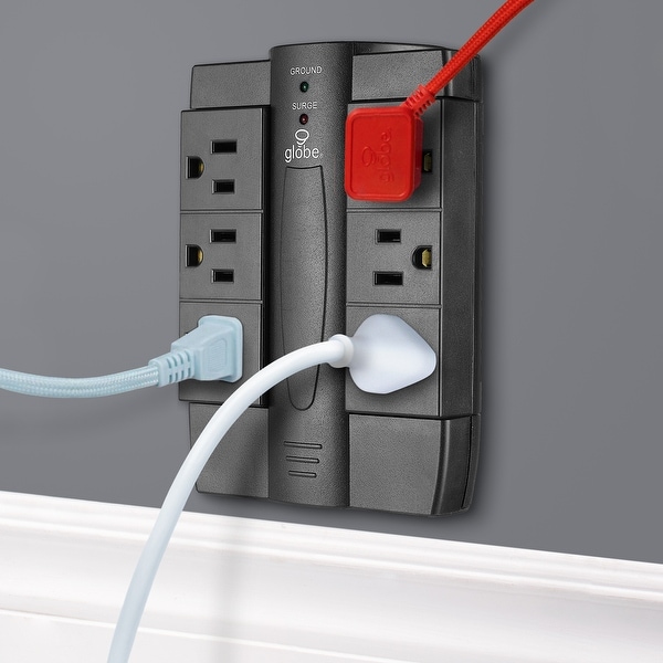 6-Outlet Black Grounded Swivel Surge Protector Wall Tap - 6-Outlet. Opens flyout.