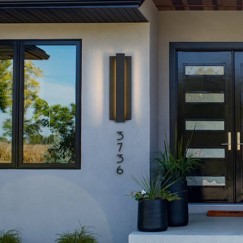 Reflect Black Modern LED Outdoor Wall Sconce Light - 24"H