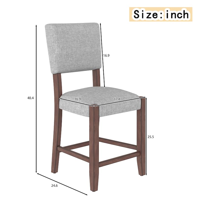 Mid Century Modern Bar Stools Set of 4 40 Inch Linen Upholstered Wood Legs