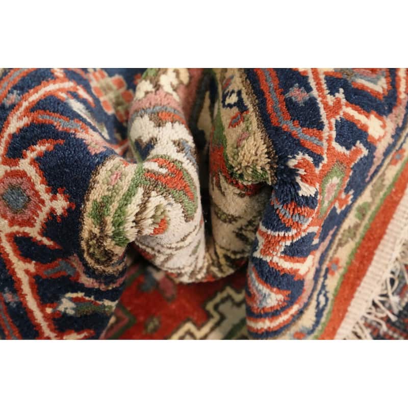 Hand Knotted Oriental 100% Wool Carpet Traditional Medallion Oranges & Rust Heriz (serapi) Area Rug - 5' 2'' X 2' 10''