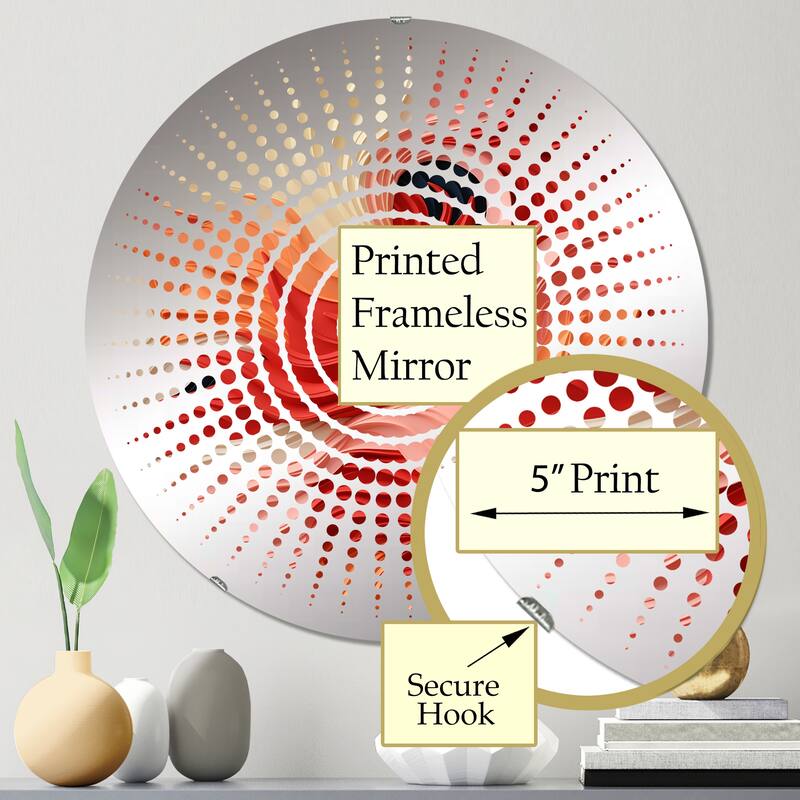 Designart "Coral Canvas Tropical Pattern" - Tropical Floral Sun Circles Wall Mirror