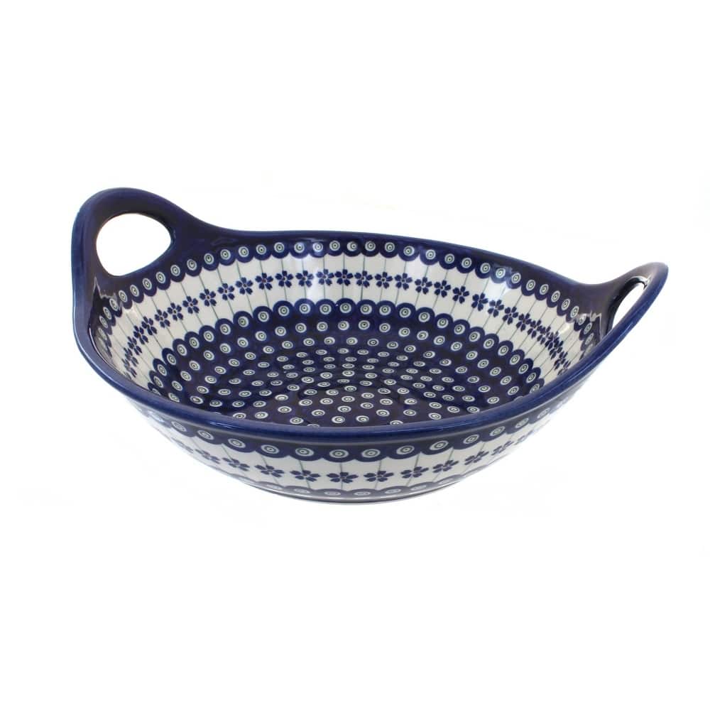 Blue Rose Polish Pottery 1347 Zaklady Deep Bowl with Handles