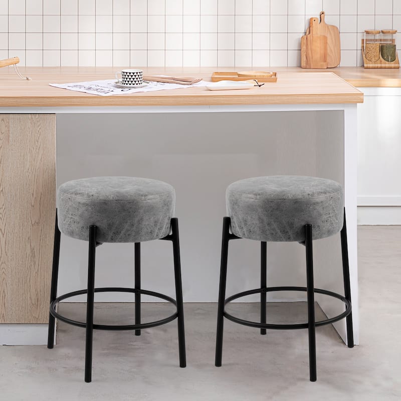 Comfortable Elegant and Modern PU Leather Counter Stools - N/A