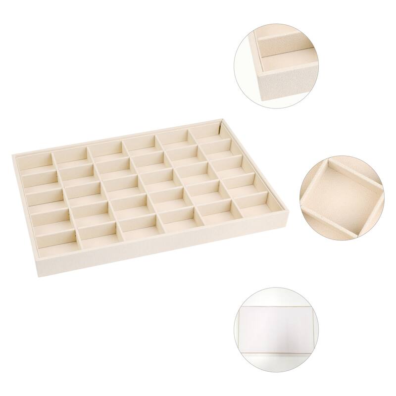 Velvet Jewelry Organizer Trays with Removable Dividers for Drawers, Jewelry Organizer Drawer Container Storage - Yellow - 30 Grid Tray