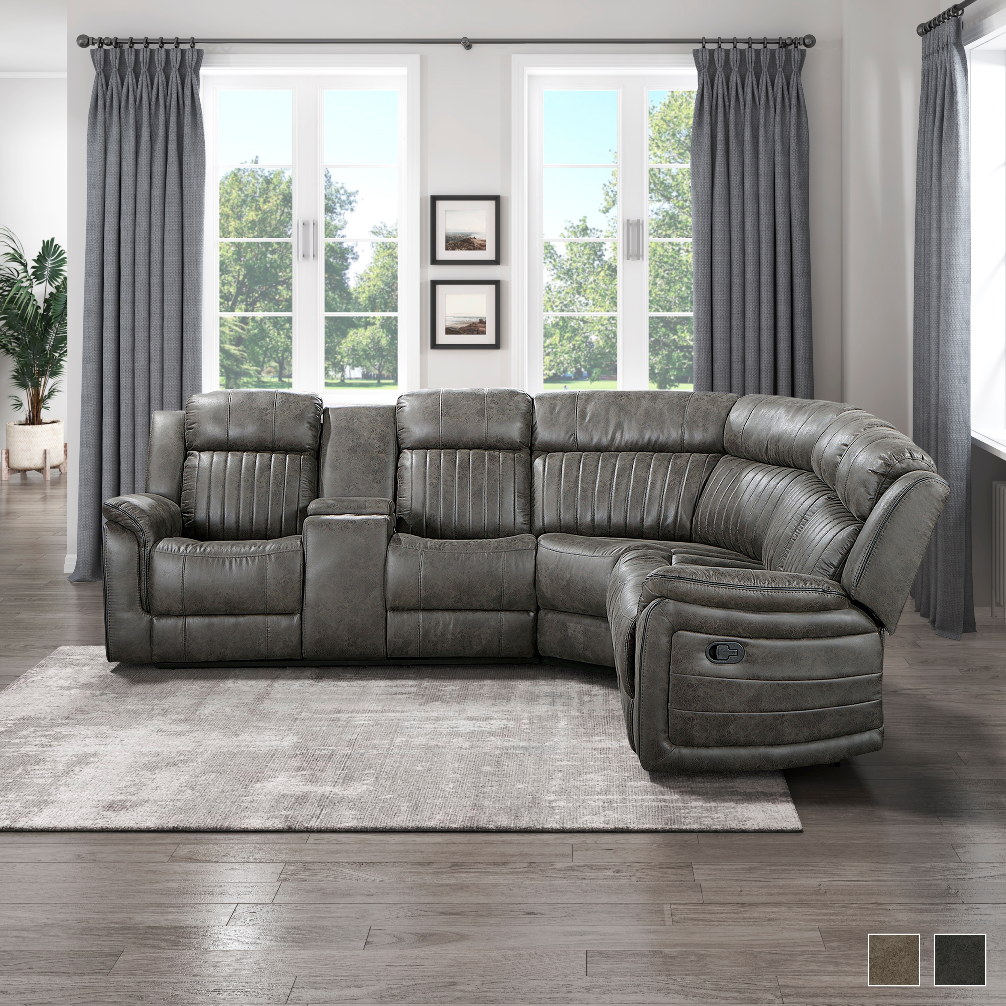 Microfiber reclining sectional online