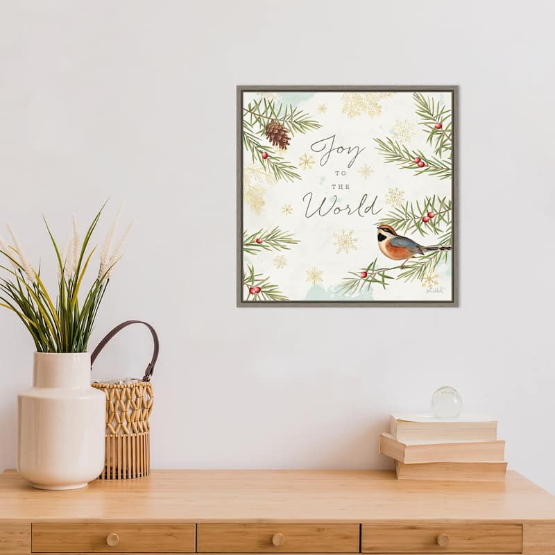 Christmas Tradition III (Bird) by Katie Pertiet Framed Canvas Art