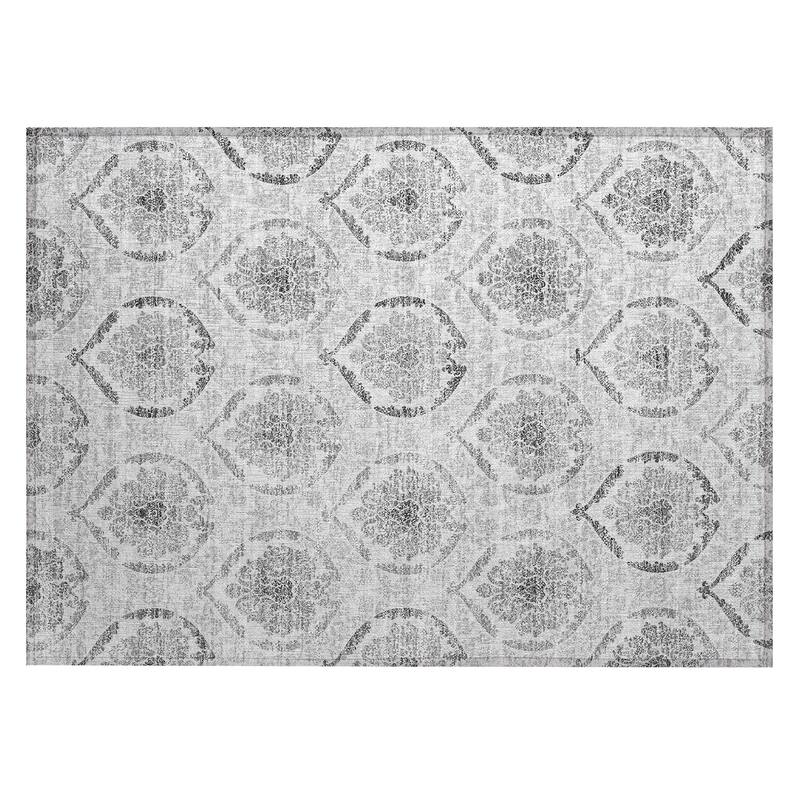 Machine Washable Indoor/ Outdoor Chantille Traditional Damask Rug