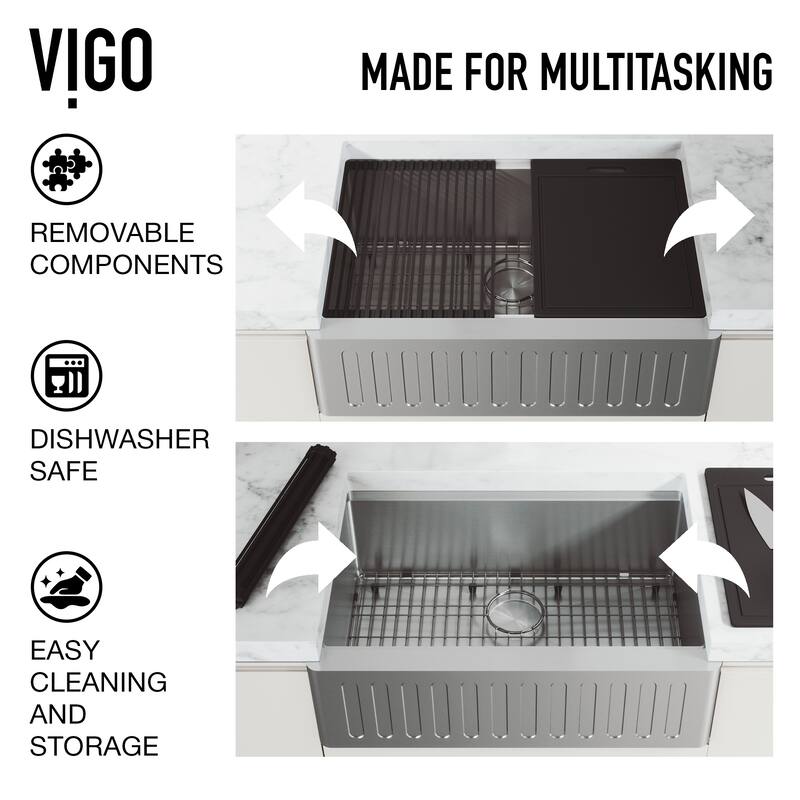 VIGO Matte Stone Kitchen Sink and Faucet in Matte Gold and Black