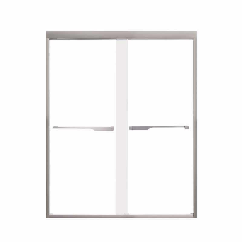 Frederick 59 in. W x 76 in. H Sliding Semi-Frameless Shower Door in Brushed Nickel with Clear Glass - 60 x 76 - 60 x 76