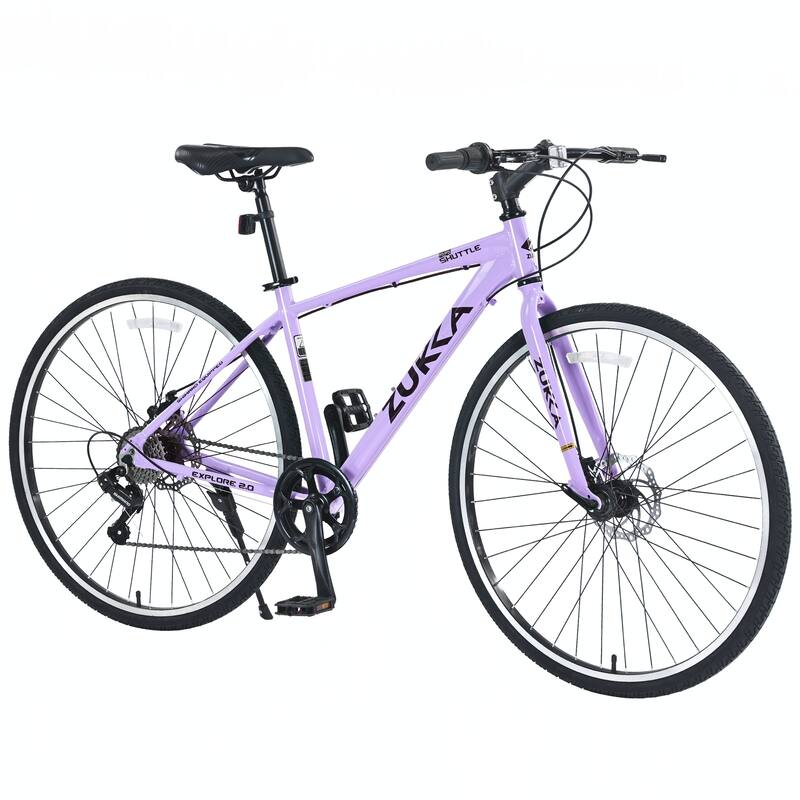 Shimano 7 Speed Double Disc Brakes 700C Road Bike,Purple