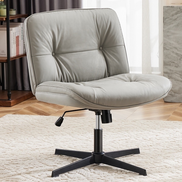 Welax Armless Desk Chair, 300lb Adjustable Swivel, Teddy