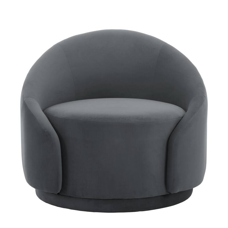 35" W Modern Upholstered Velvet/ Boucle Barrel Swivel Chair