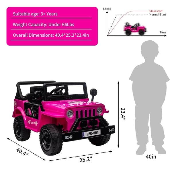 dimension image slide 2 of 3, Ride On Truck Car 12V Kids Electric Vehicles with Remote Control