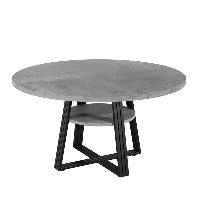 Round Dining Table for 4-6, 42" Farmhouse Kitchen Table