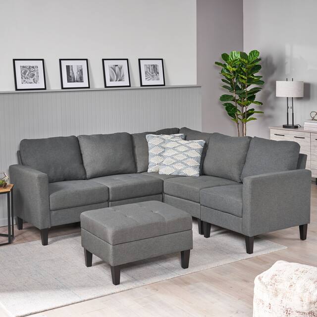 Zahra Sofa Sectional with Storage Ottoman by Christopher Knight Home - Grey
