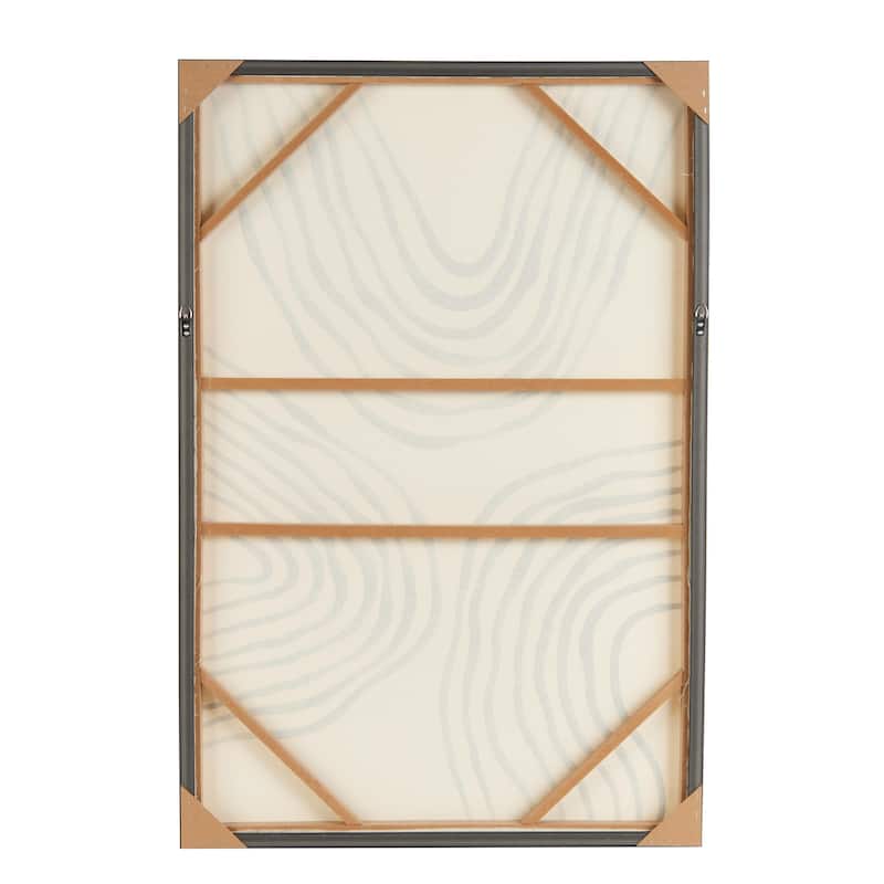 Wooden Abstract Wavy Line Living Room Framed Wall Art with Black Wooden Frame - Black - Roche River Decor