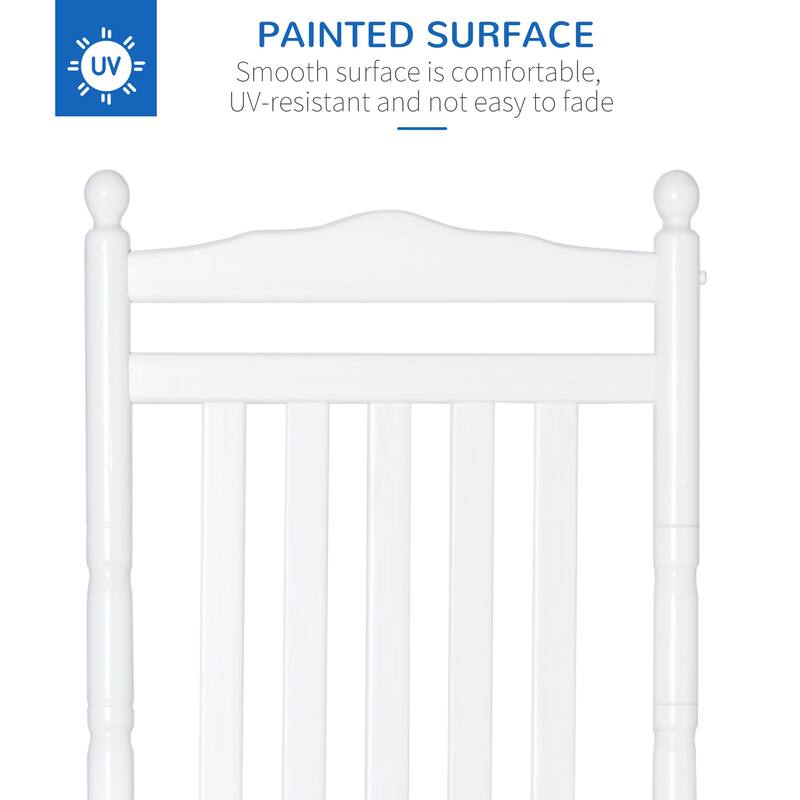 Outsunny Traditional Wooden High-Back Rocking Chair for Porch, Indoor/Outdoor - 26.25" x 34" x 45.75"