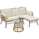 preview thumbnail 48 of 52, EROMMY 3-Piece Patio Conversation Set with Glass Table & 2 Armchairs, Seat Cushions