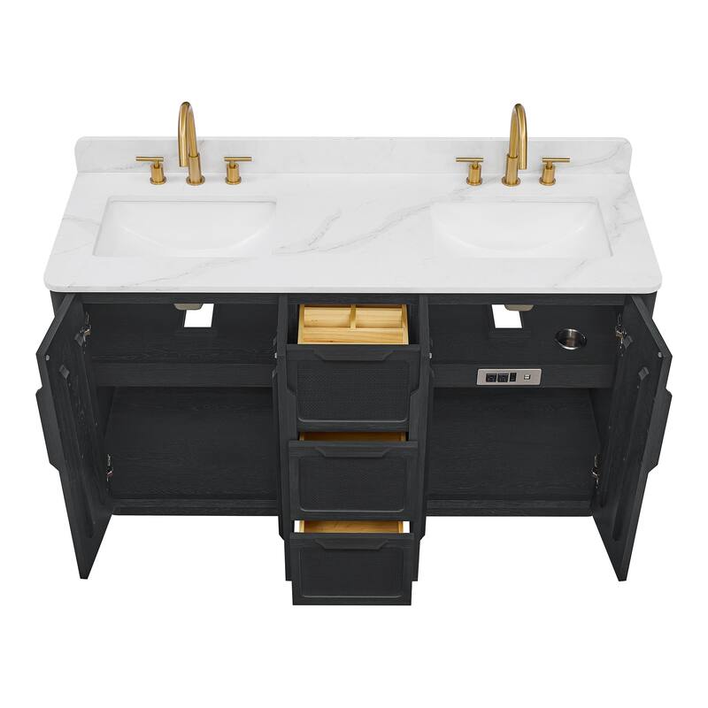 Busan Bath Vanity with White Quartz Stone Top without Mirror