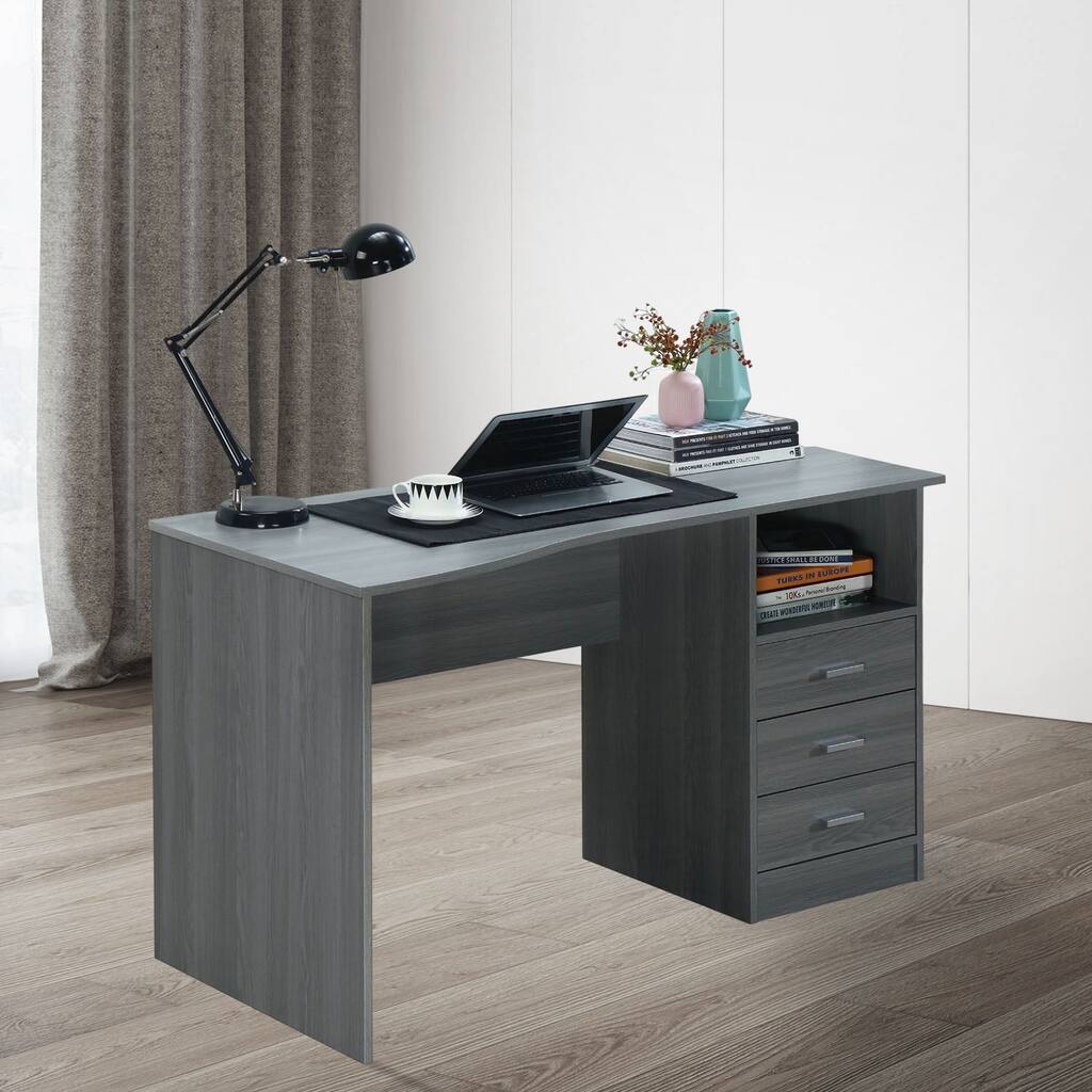 Topcraft Classic Computer Desk with Multiple Drawers, Grey