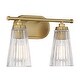 preview thumbnail 3 of 9, Savoy House Chantilly 2-Light Bathroom Vanity Light with Clear Fluted Glass Shades (14" W x 10"H)