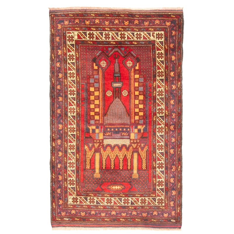 ECARPETGALLERY Hand-knotted Teimani Red Wool Rug - 2'9 x 4'7