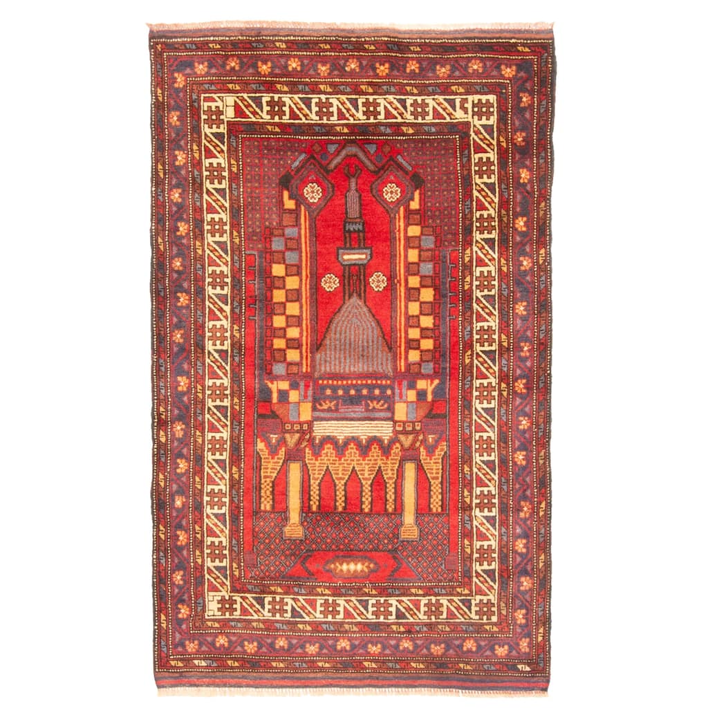 ECARPETGALLERY Hand-knotted Teimani Red Wool Rug - 2'9 x 4'7