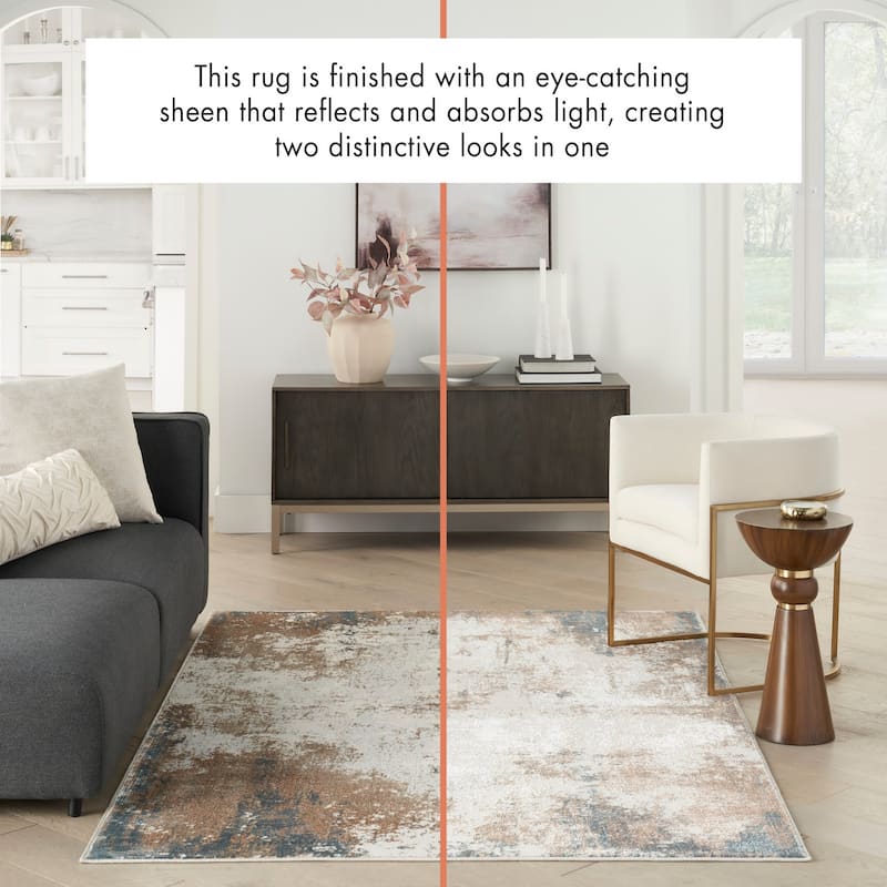 Nourison Glam Indoor Grey Abstract Area Rug - Taupe/Multi - 9' x 12' - Rectangle