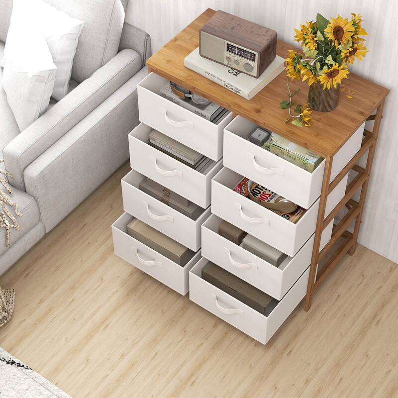 Coatway 8 Drawers Dresser with Removable Fabric Bins, Chest of Drawers