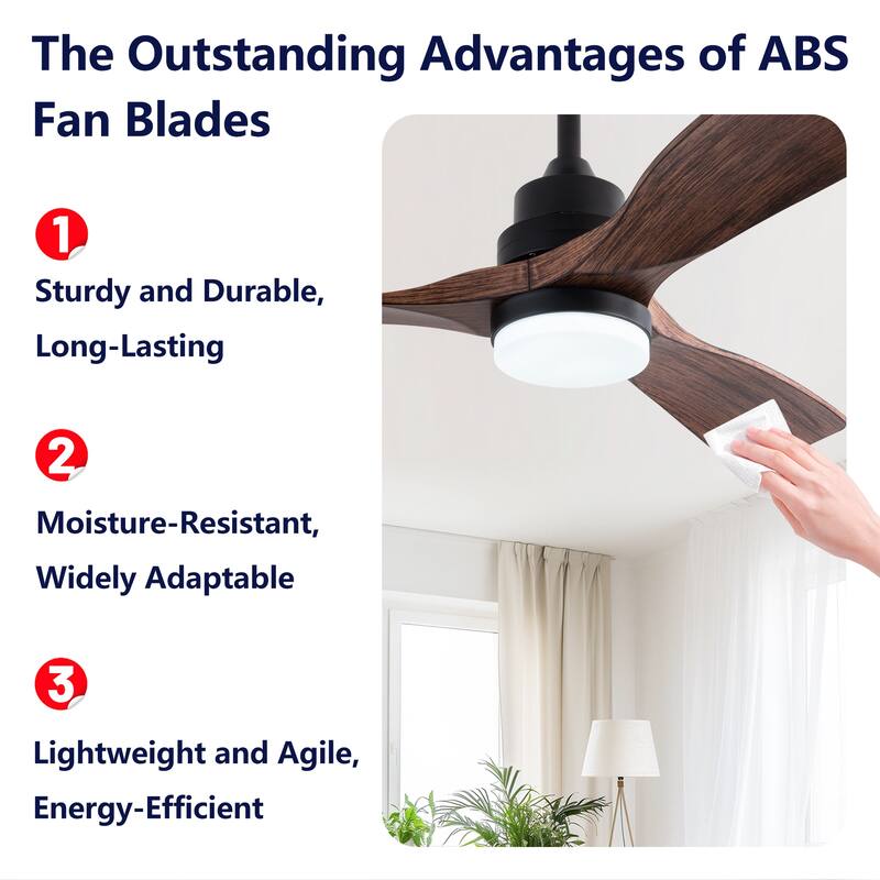 42 Inch Ceiling Fans with Lights and Remote, Ceiling Fan with Light 3 Blades Modern Ceiling Fan Noiseless Reversible DC Motor