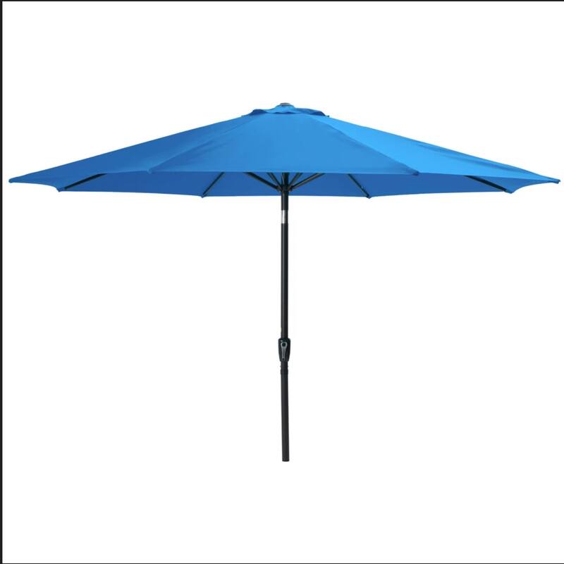 11 Feet Blue Solar LED Patio Umbrella with Crank Lift , Tilt, 8 Ribs (Without base)