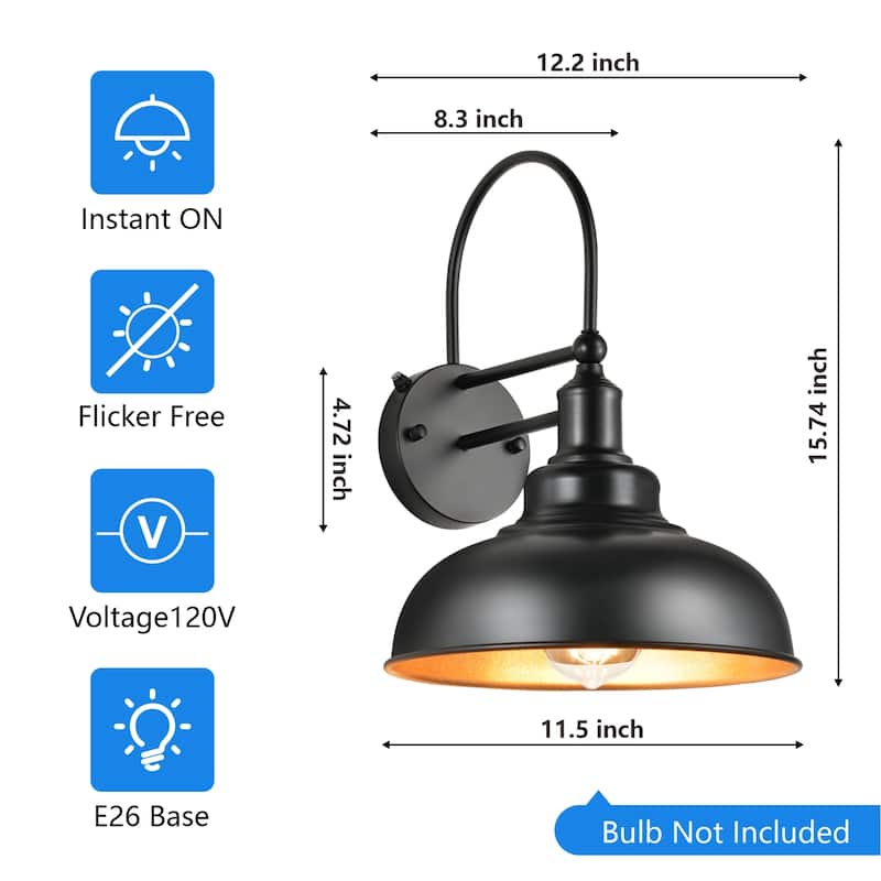 Farmhouse Gooseneck Dusk to Dawn Outdoor Wall Lights A set of two, Waterproof for House Porch Garage