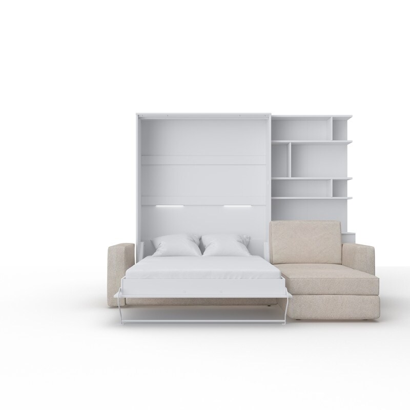 INVENTO Vertical Wall Bed with mattress 55.1" x 78.7" and Sectional