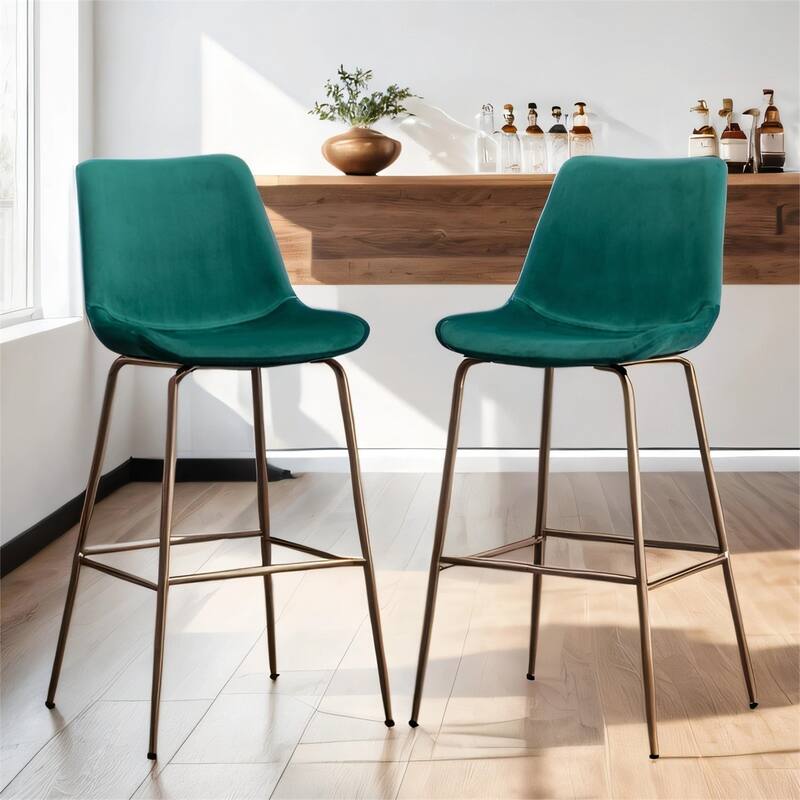Modern Velvet 26.50 Counter Height Stool, Set of 2
