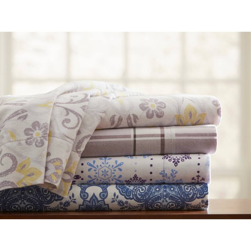 Pointehaven Jensen Plaid 200 GSM Superior Super Cotton Flannel Oversized Duvet Cover Set
