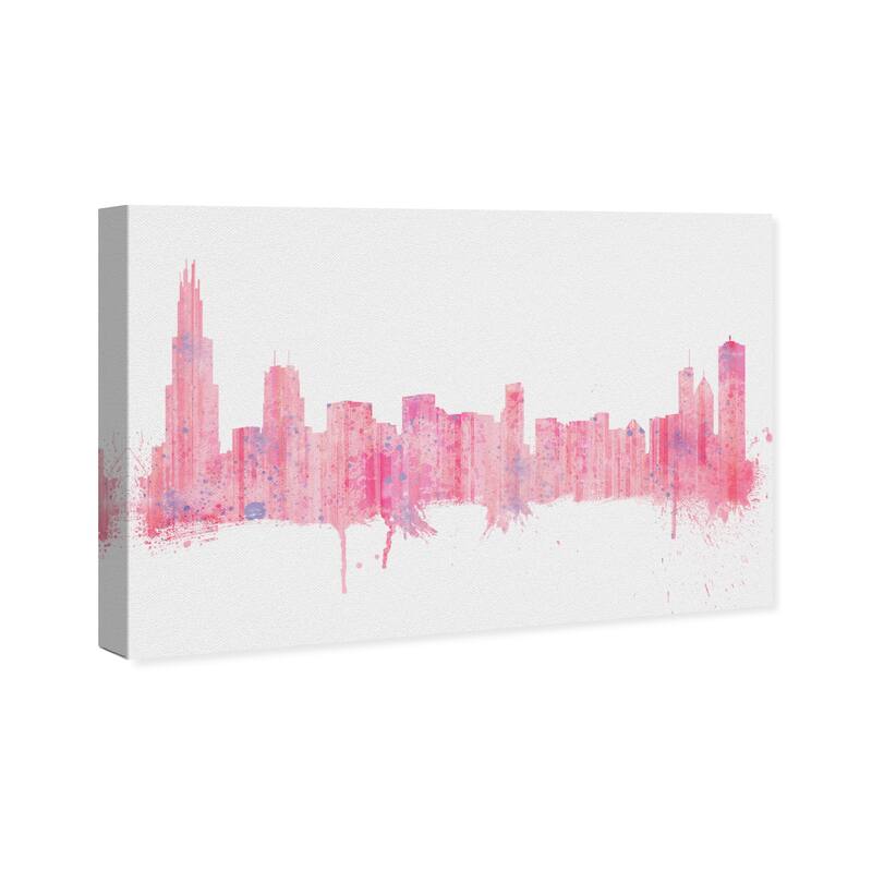 Wynwood Studio Canvas Cities and Skylines Rose Quartz Chicago Skyline Pastel Pink Modern & Contemporary Wall Art Canvas Print