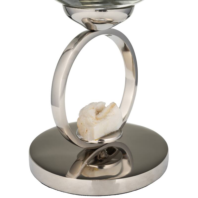 Sagebrook Home Glass Vase With Metal Base Stone