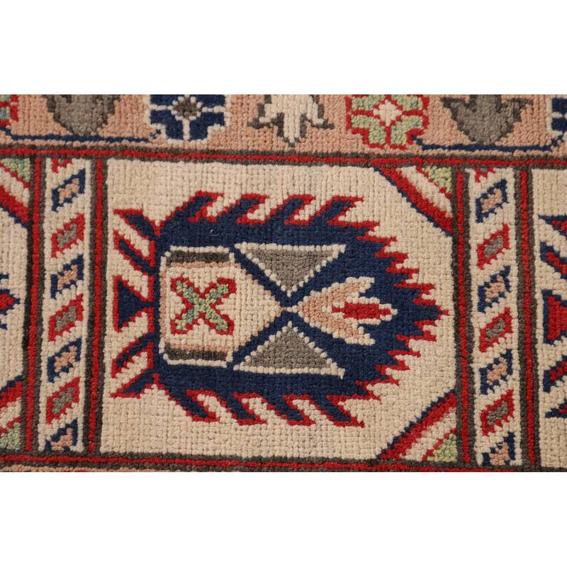 Geometric Red Kazak Area Rug Handmade Wool Carpet - 8'5"x 11'3"