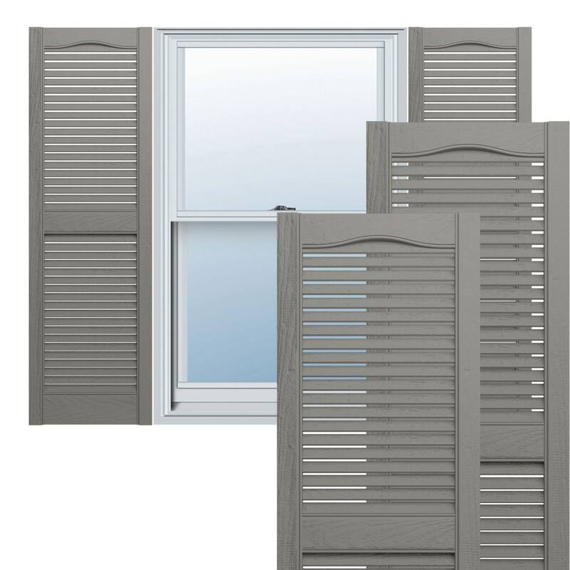 Lifetime, Std. Cathedral Top Ctr Mullion, Open Louver Shutters, (Pair) - Wedgewood Blue - 12"W x 64"H